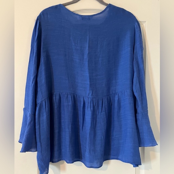 Counterparts Rich Blue Ruffle Sleeve Blouse Women’s Size XL - Picture 6 of 16